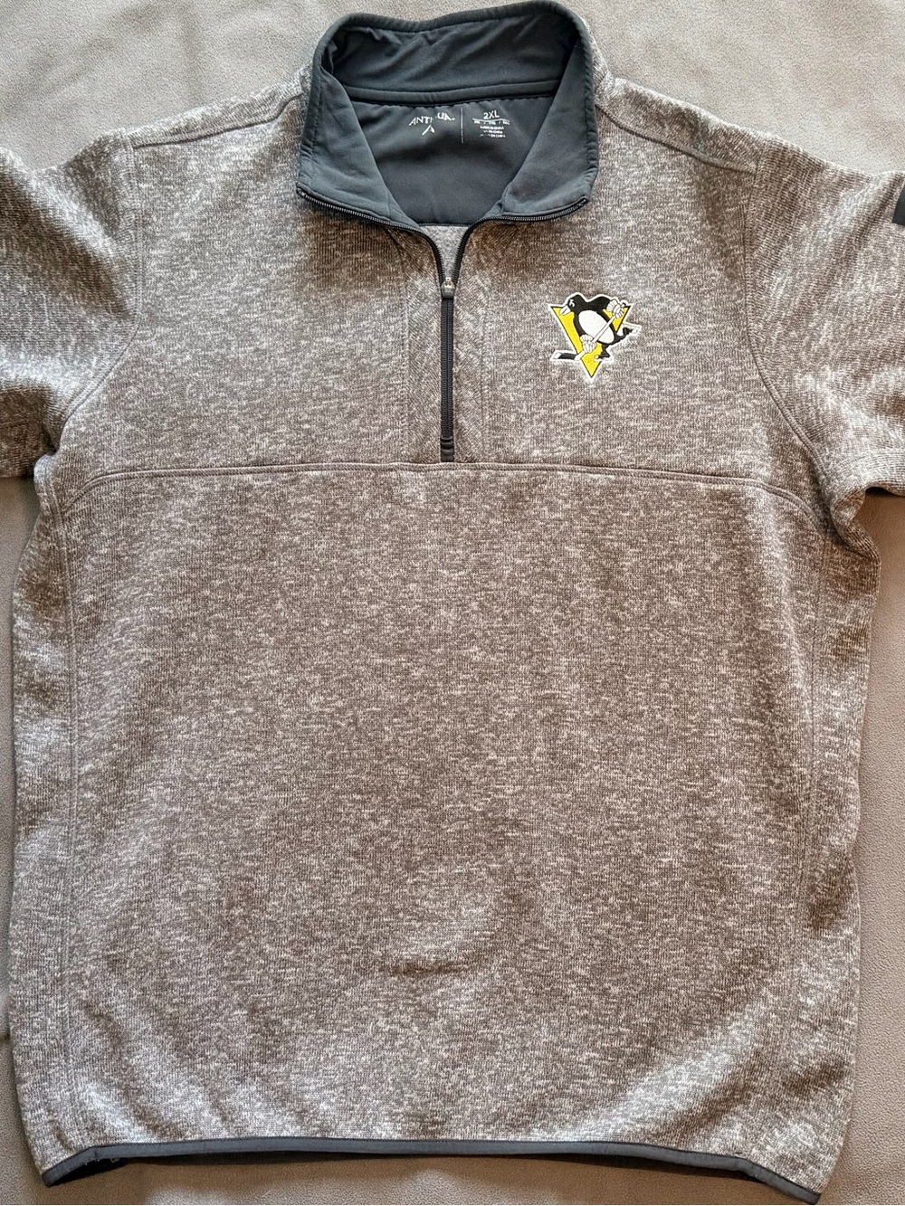 Antigua - Grey - Pittsburgh Penguins - Men’s  Quarter-Zip Pullover - 2XL
